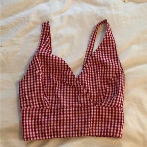 Red Checkered Brandy Melville Crop-Top